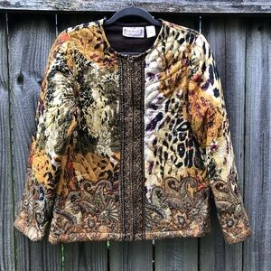 Lifestyle Vintage 90s Tapestry Jacket Size M Boho Western Zip Front